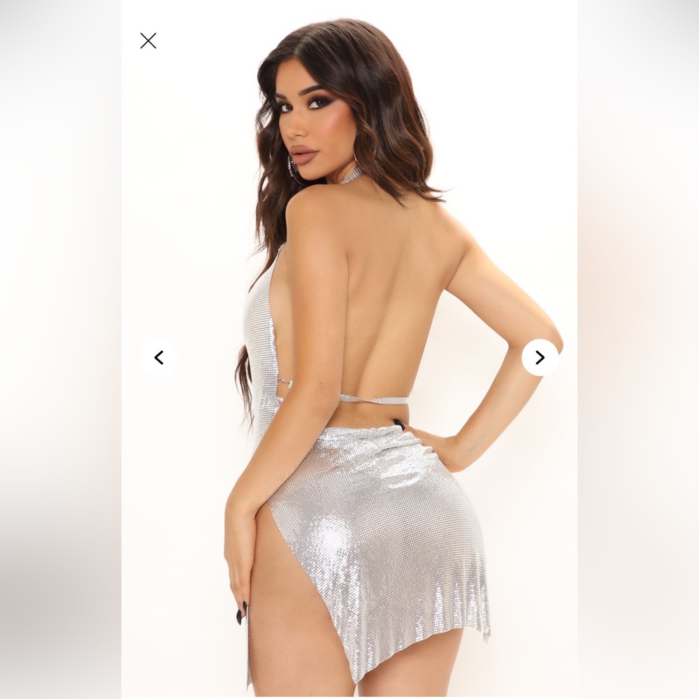Silver Metallic Mini Dress - Picture 3 of 6
